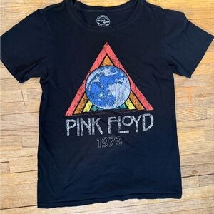 Pink Floyd Black Tee with Rainbow Triangle Graphic